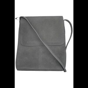 Le Donne Leather Simple Flap Over Crossbody Bag Gray